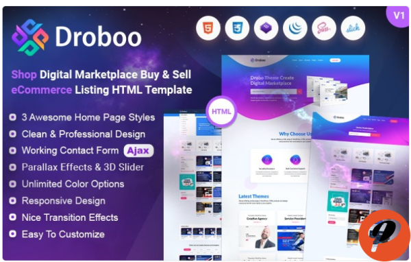 Droboo Digital Marketplace HTML Website Template