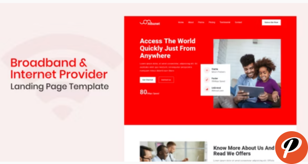 Albanet Broadband Internet Provider Landing Page Template