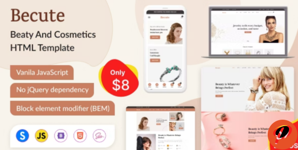 Becute Jewelry Cosmetics and Beauty eCommerce HTML Template