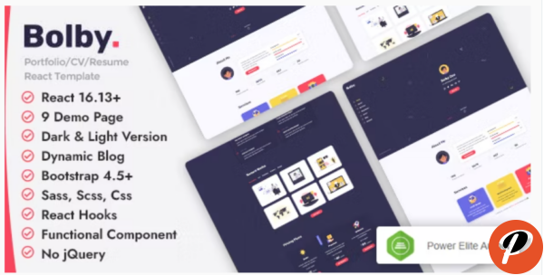 Bolby React Personal Portfolio CV Resume Template