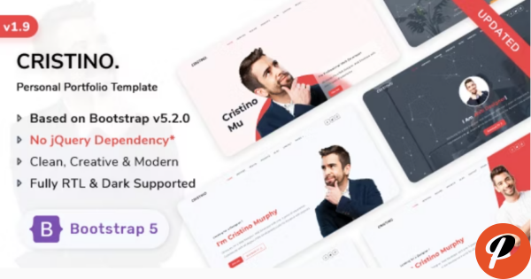 Cristino Personal Portfolio Template Dark RTL