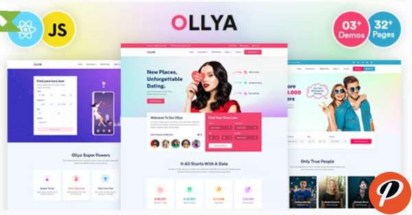 Ollya Dating and Community Site React Js Template