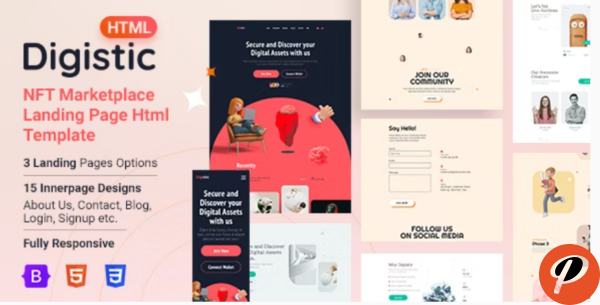 Digistic NFT Marketplace Landing Page Html Template