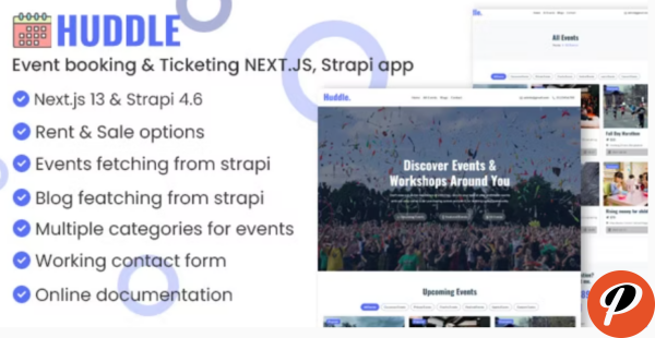 Huddle Event booking Ticketing NEXT.JS Strapi app