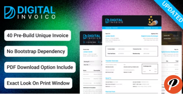 Invoice HTML Template for Ready to Print Digital Invoico