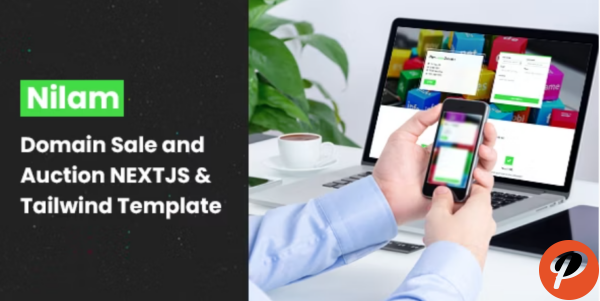 Nilam Domain For Sell and Auction React Nextjs TypeScript Tailwind Template