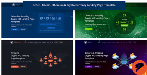 Ocher Bitcoin Ethereum Cryptocurrency HTML Landing Page Template