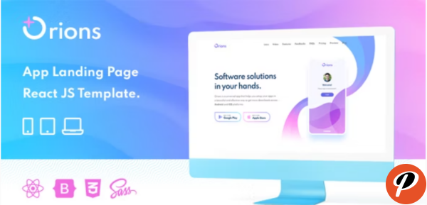 Orions – Responsive App Landing Page React JS Template