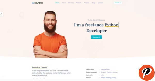 Selfown Personal Portfolio Bootstrap 5 Template