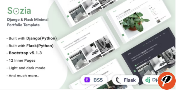 Sozia Django and Flask Minimal Portfolio Template
