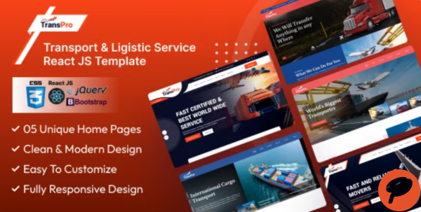 TransPro Transport Logistic Service React Js Template