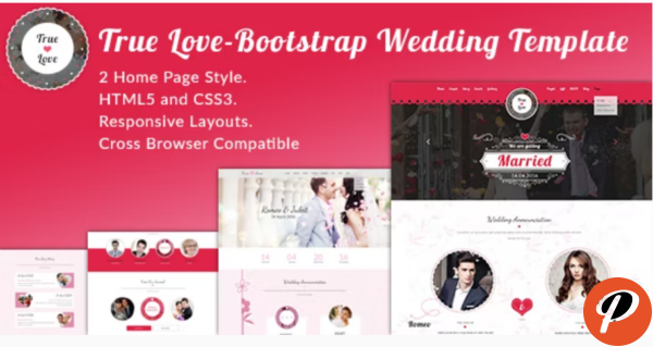 True Love Bootstrap Wedding Template