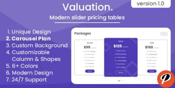 Valuation Modern slider pricing tables