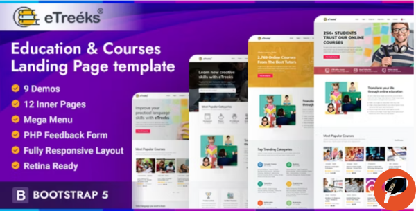 eTreeks Online Courses Education Landing Page Template