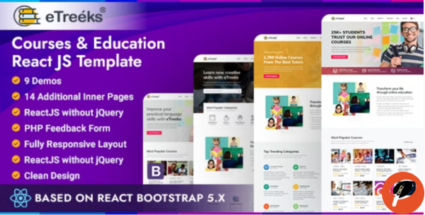 eTreeks Online Courses Education React JS Template